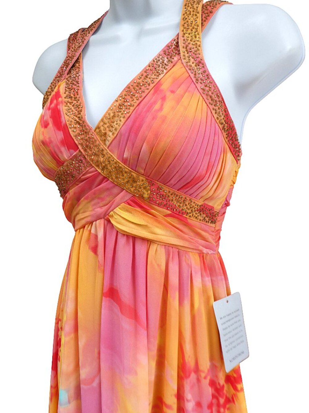 NEW Vintage 90s Adrianna Papell Goddess Cocktail Formal Maxi Gown Dress Beaded 2 - Picture 3 of 11